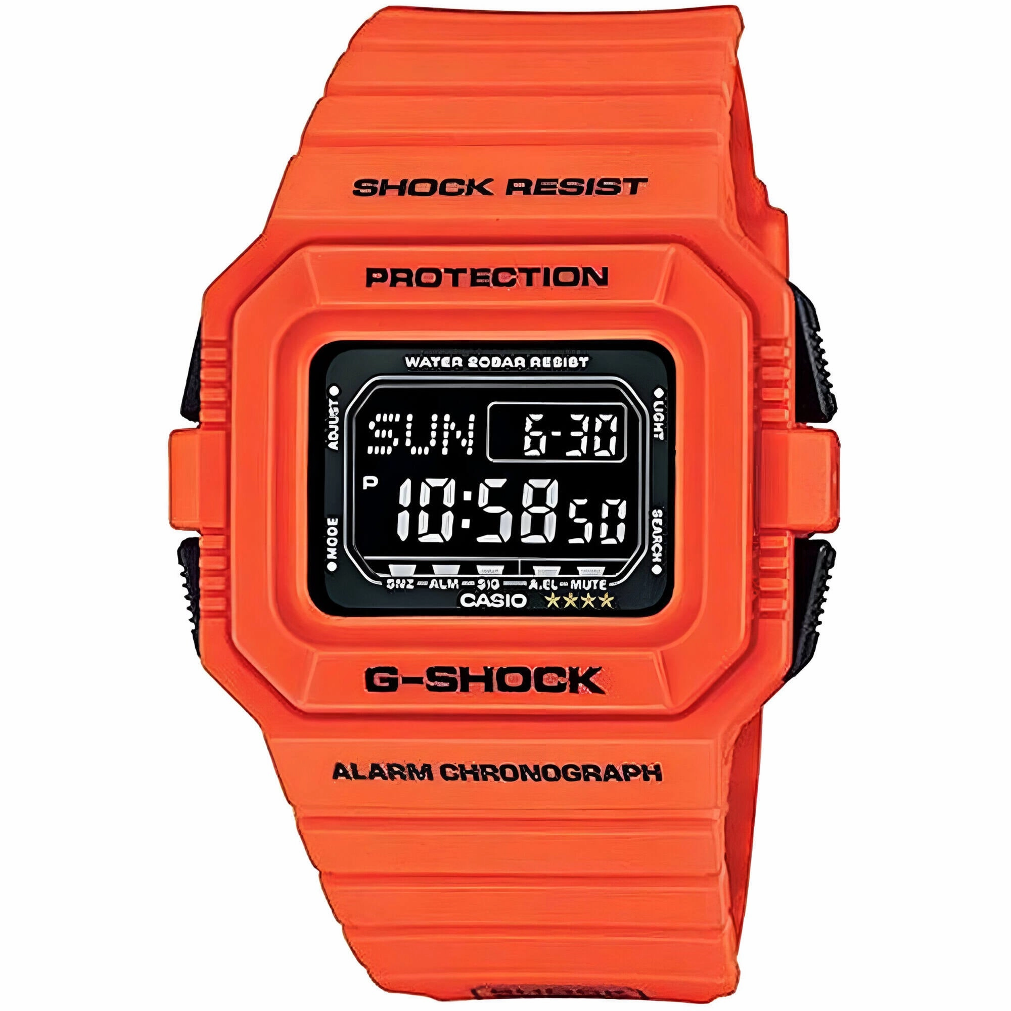 Casio Men's Watch - G-Shock Black Digi Dial Orange Strap Chronograph | DWD5500MR-4