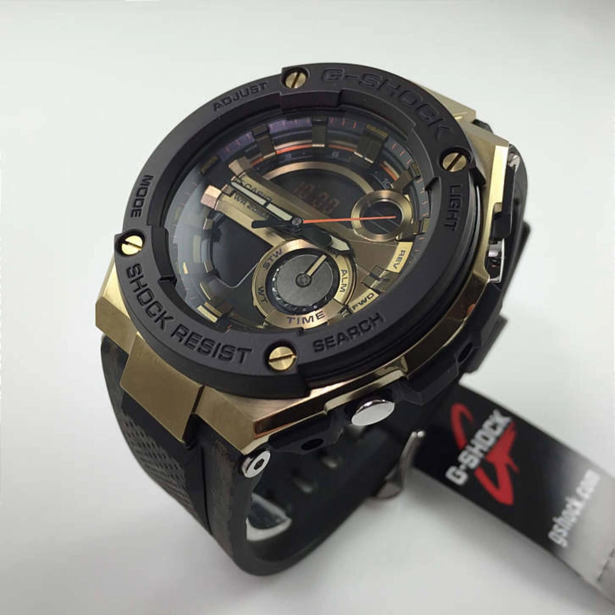 Casio Men's Watch - G-Shock Gold and Black Analog-Digital Dial Strap | GST-200CP-9ACR