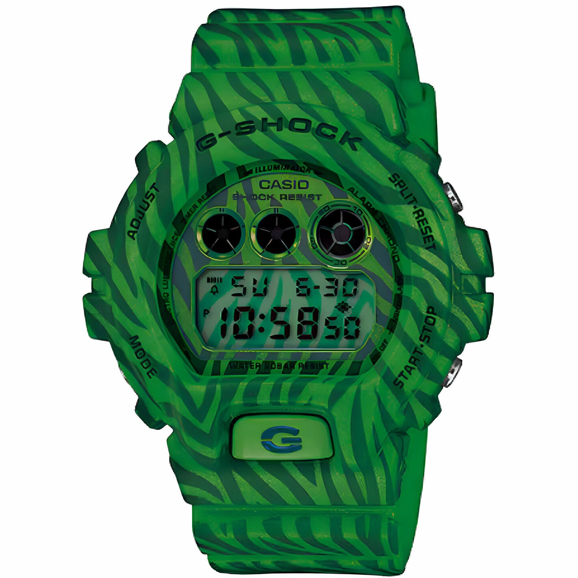 Casio Men's Watch - G-Shock Green and Grey Digital Dial Chronograph | DW6900ZB-3