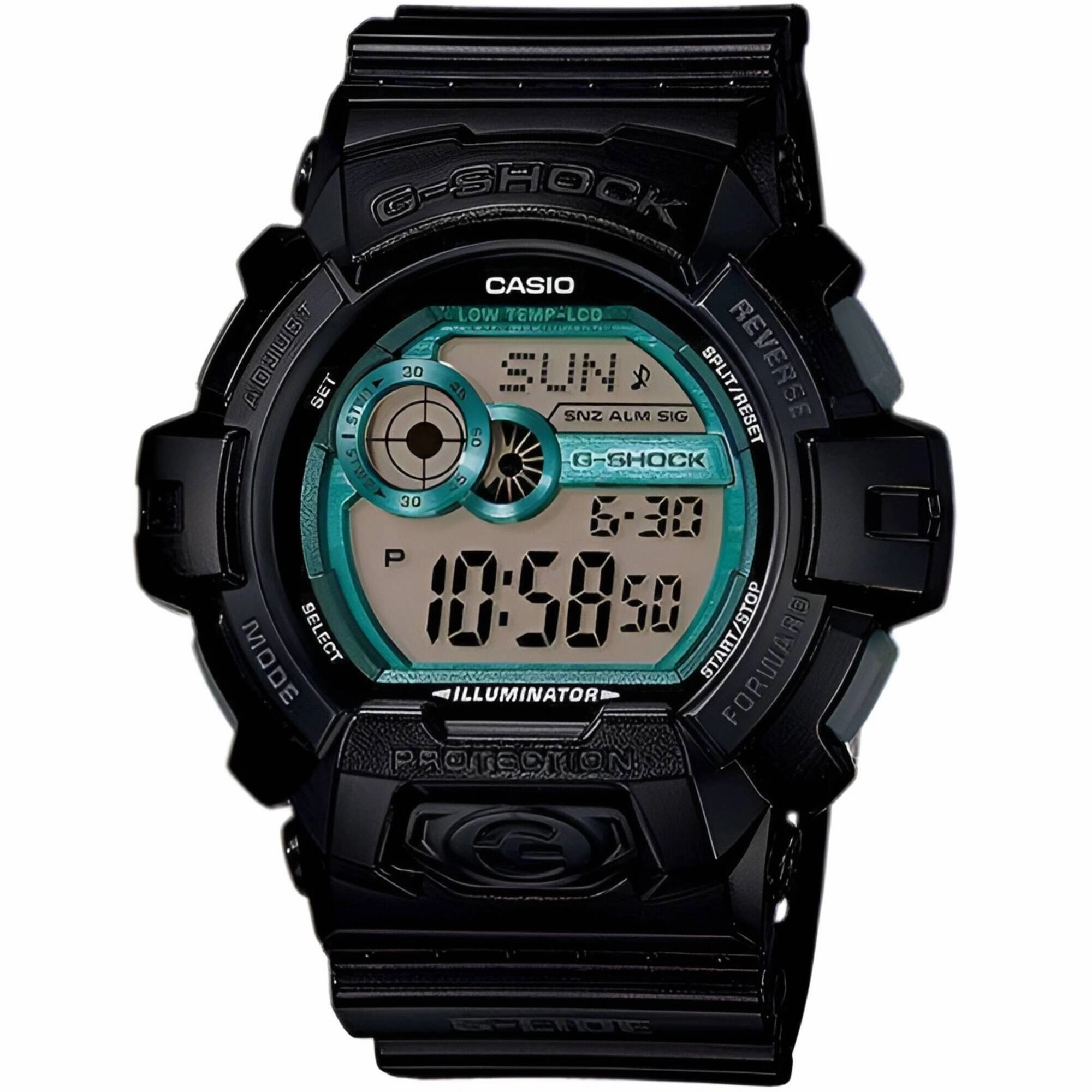 Casio Men's Watch - G-Shock Grey and Blue Digi Dial Black Resin Strap | GLS8900-1