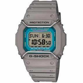 Casio Men's Watch - G-Shock Grey and Blue Digital Dial Grey Resin Strap | DWD5600P-8