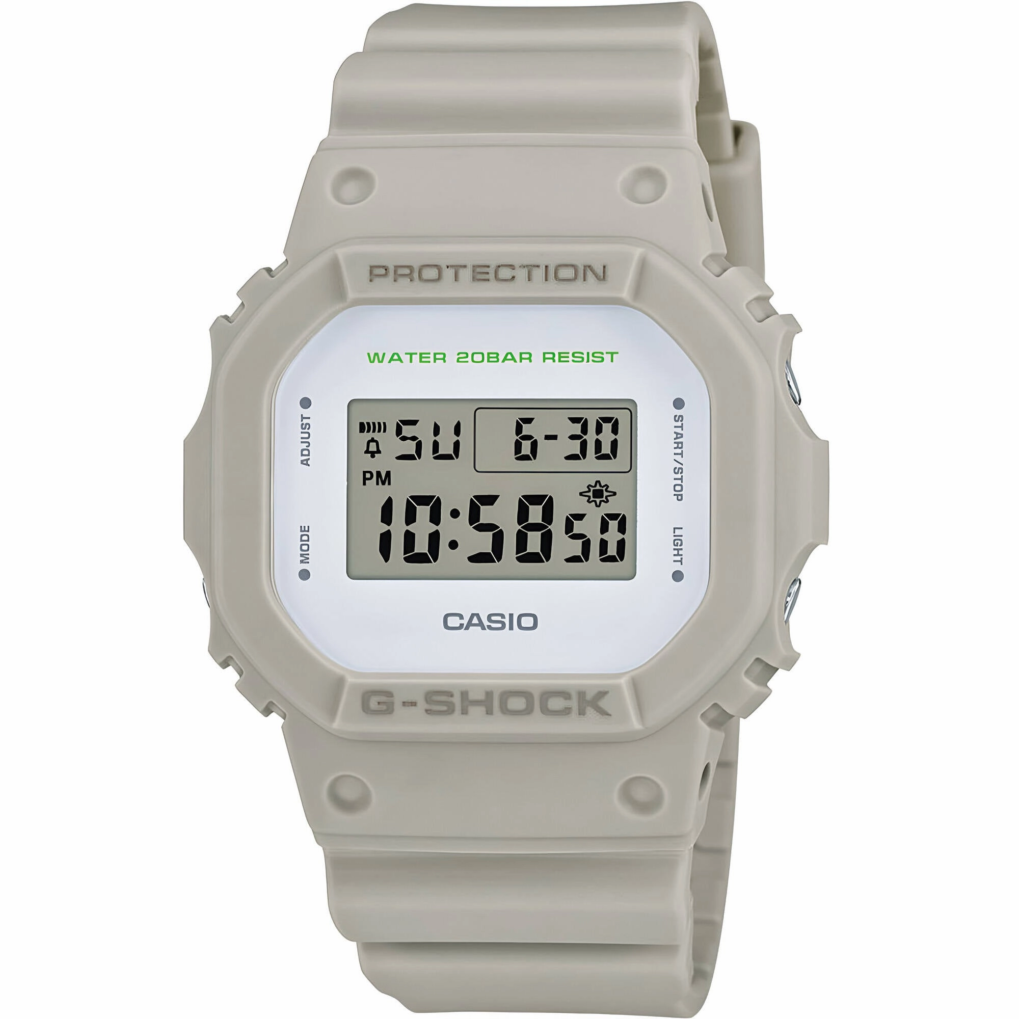 Casio Men's Watch - G-Shock Multi-Alarm Grey Resin Strap Digital Dial | DW5600M-8