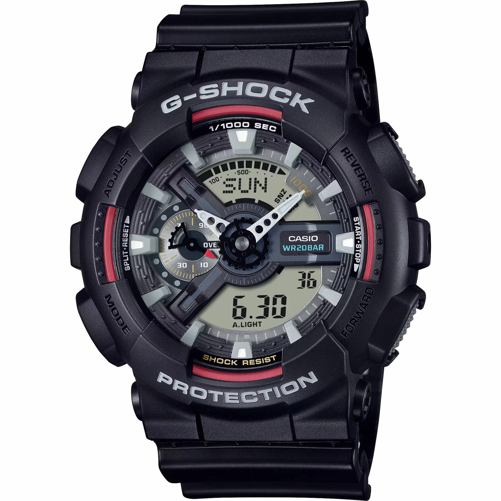 Casio Men's Watch - G-Shock World Time Black and Grey Ana-Digi Dial Strap | GA110RL-1A