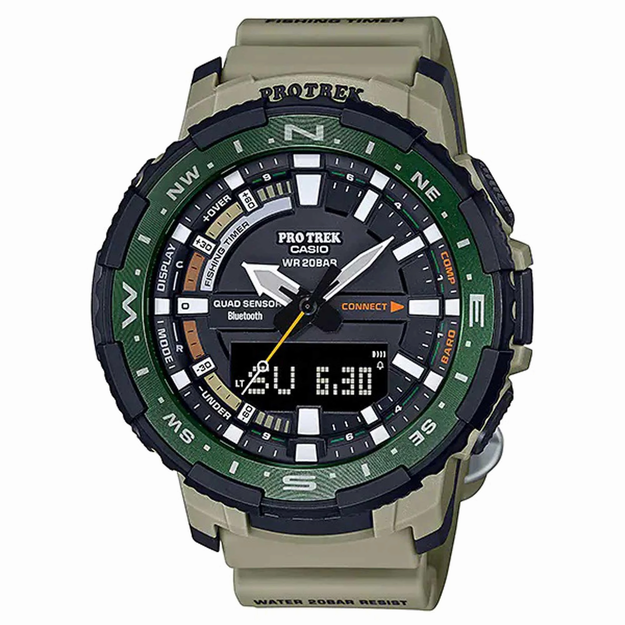 Casio Men's Watch - Pro Trek Black Ana-Digi Dial Strap Digital Compass | PRTB70-5