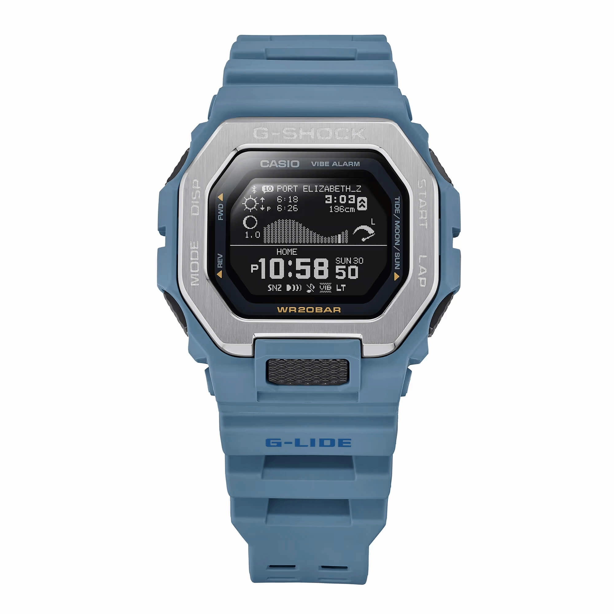 Casio Men's Watch G-Shock G-Lide World Time Blue Resin Strap Digital GBX100-2A