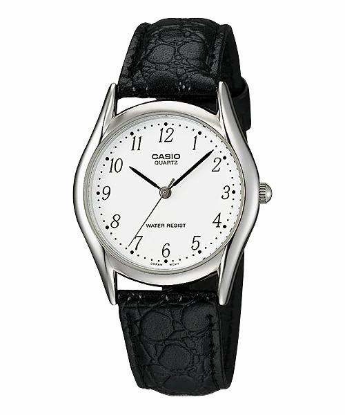 Casio MTP-1094E-7BDF Black Leather Strap Watch for Men