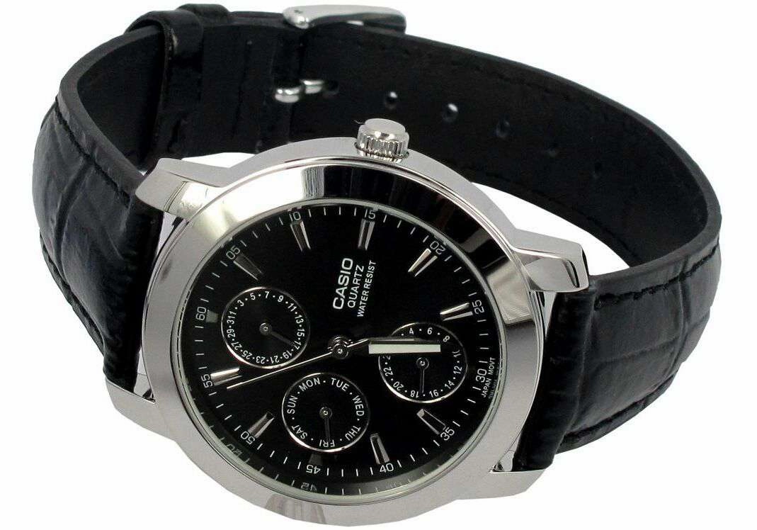 Casio MTP-1192E-1ADF Black Leather Strap Watch for Men