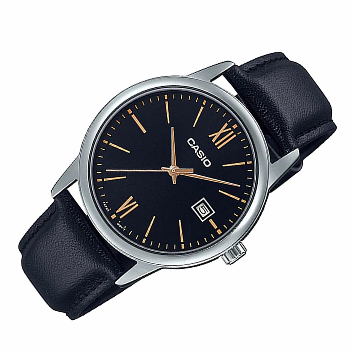 Casio MTP-V002L-1B3 Black Leather Strap Watch for Men