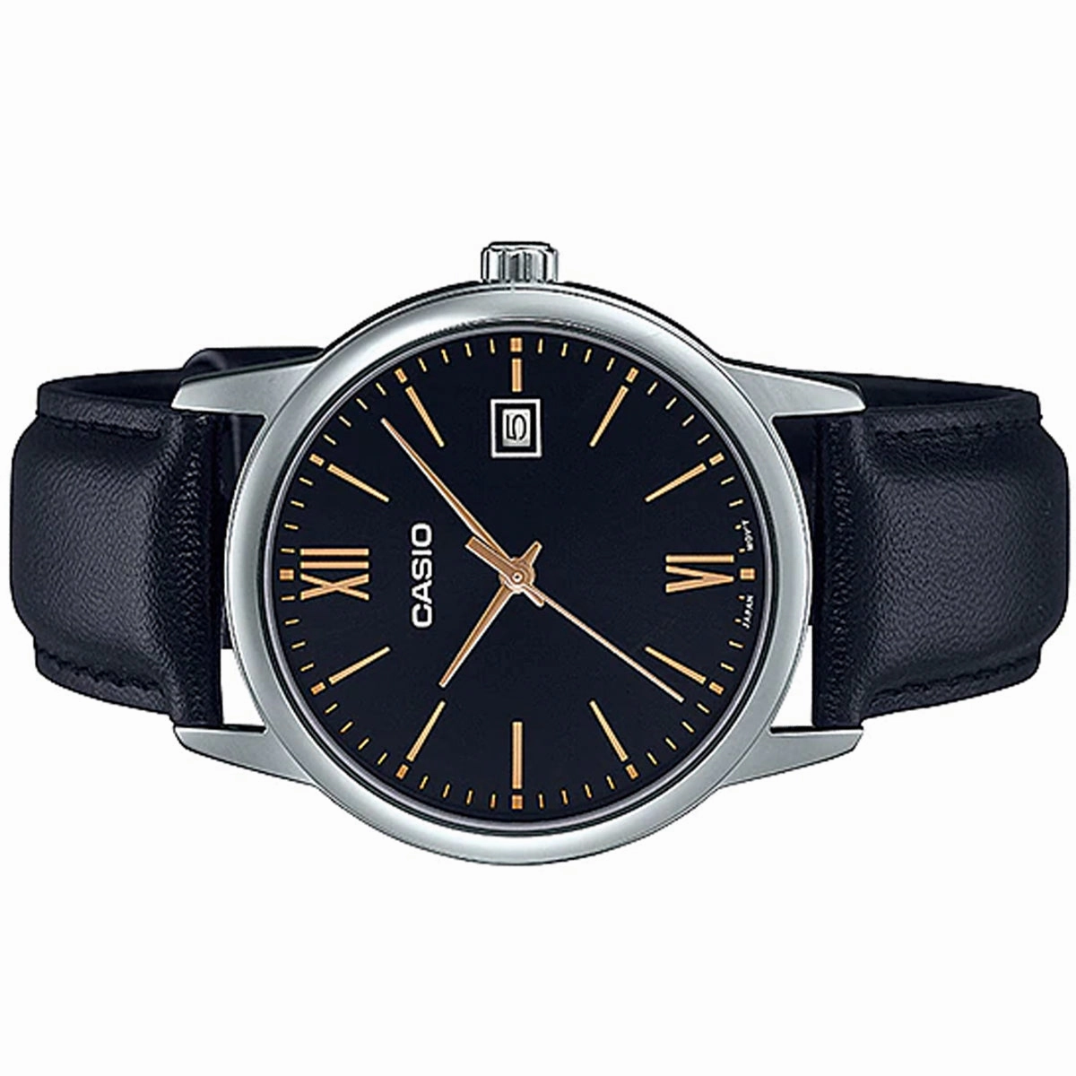 Casio MTP-V002L-1B3 Black Leather Strap Watch for Men