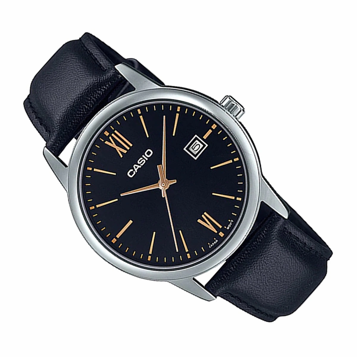 Casio MTP-V002L-1B3 Black Leather Strap Watch for Men