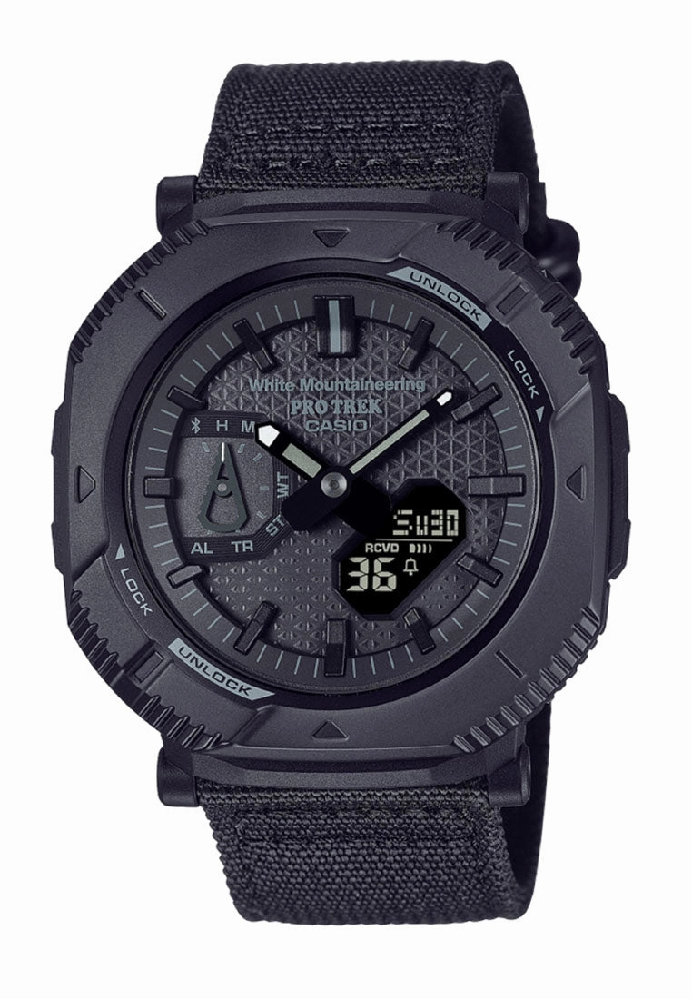 Casio Protek PRJ-B001WM-1DR Digital Analog Nylon Strap Solar Watch for Men