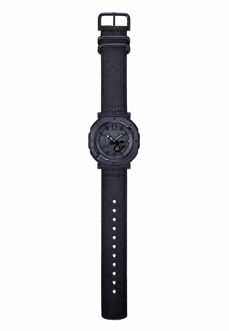 Casio Protek PRJ-B001WM-1DR Digital Analog Nylon Strap Solar Watch for Men
