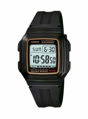 Casio Standard F-201WA-9ADF Black Resin Watch for Men and Women