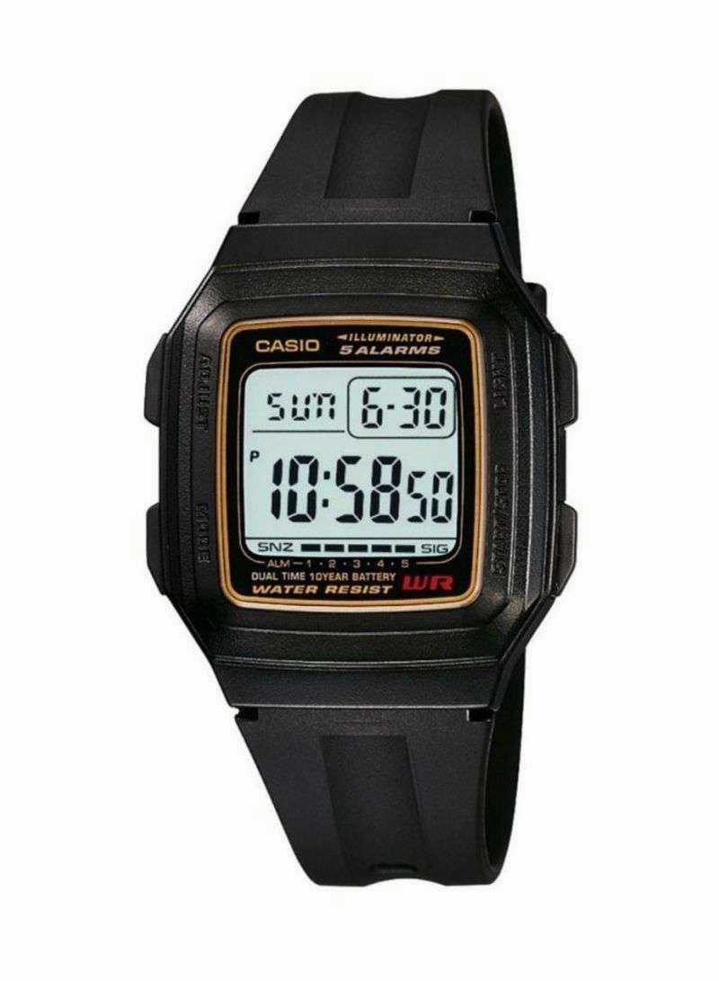 Casio Standard F-201WA-9ADF Black Resin Watch for Men and Women