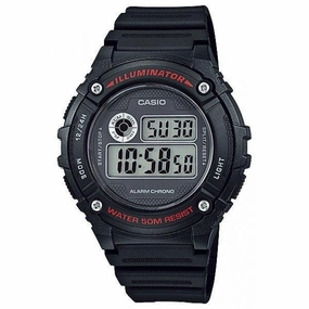 Casio Standard W-216H-1A Black Resin Strap Watch for Men and Women