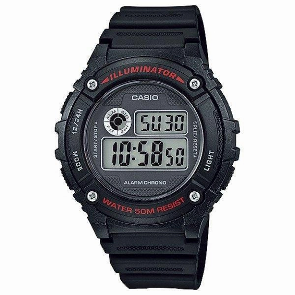 Casio Standard W-216H-1A Black Resin Strap Watch for Men and Women
