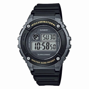 Casio Standard W-216H-1B Black Resin Strap Watch for Men and Women