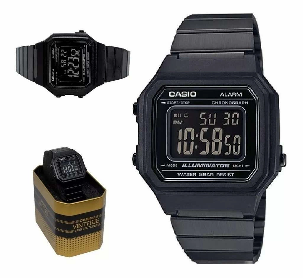 Casio Vintage B650WB-1B Black Stainless Steel Strap Watch for Men and Women