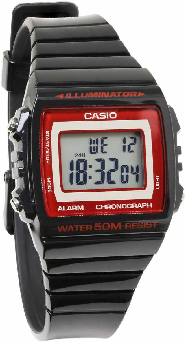 Casio W-215H-1A2 Black Resin Strap Watch for Men and Women