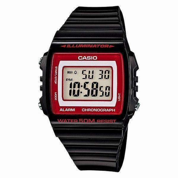 Casio W-215H-1A2 Black Resin Strap Watch for Men and Women