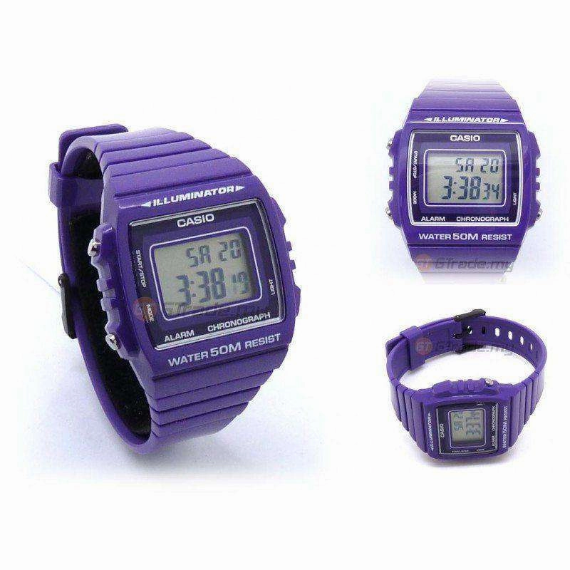 Casio W-215H-6A Purple Resin Strap Watch For Men and Women