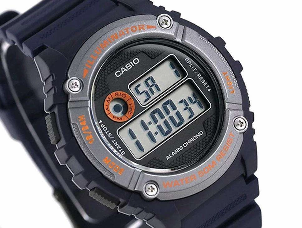 Casio W-216H-2B Blue Resin Digital Watch for Men