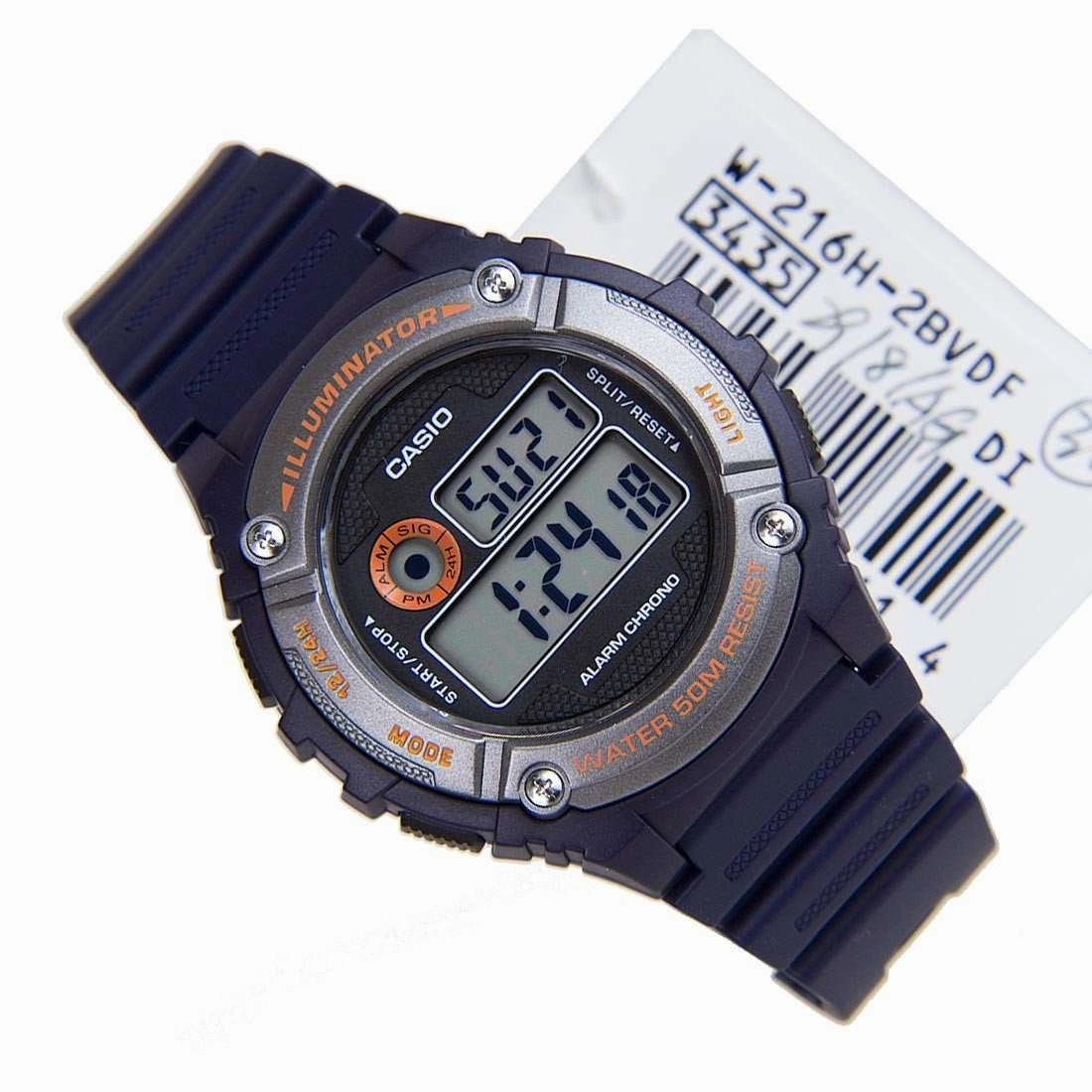 Casio W-216H-2B Blue Resin Digital Watch for Men