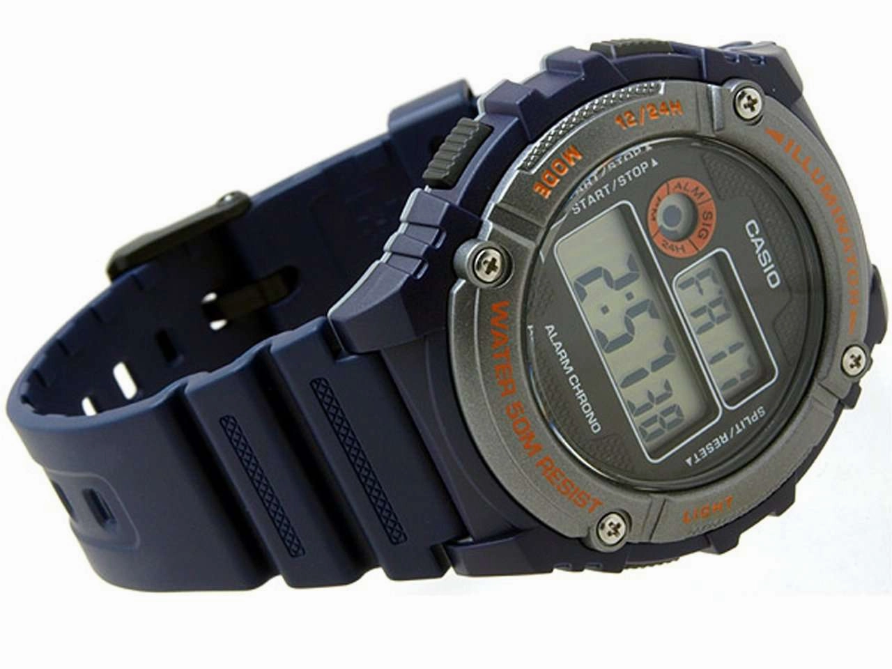 Casio W-216H-2B Blue Resin Digital Watch for Men