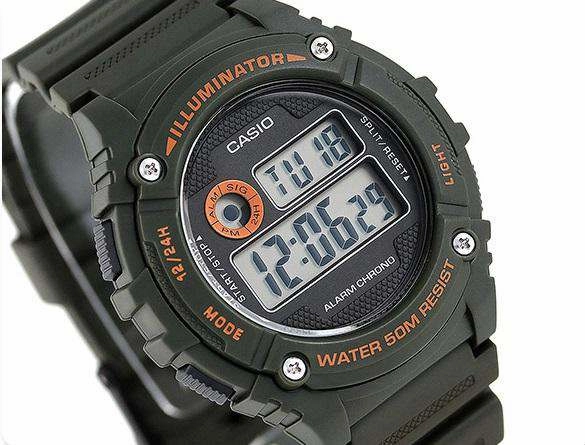 Casio W-216H-3B Green Resin Digital Watch for Men