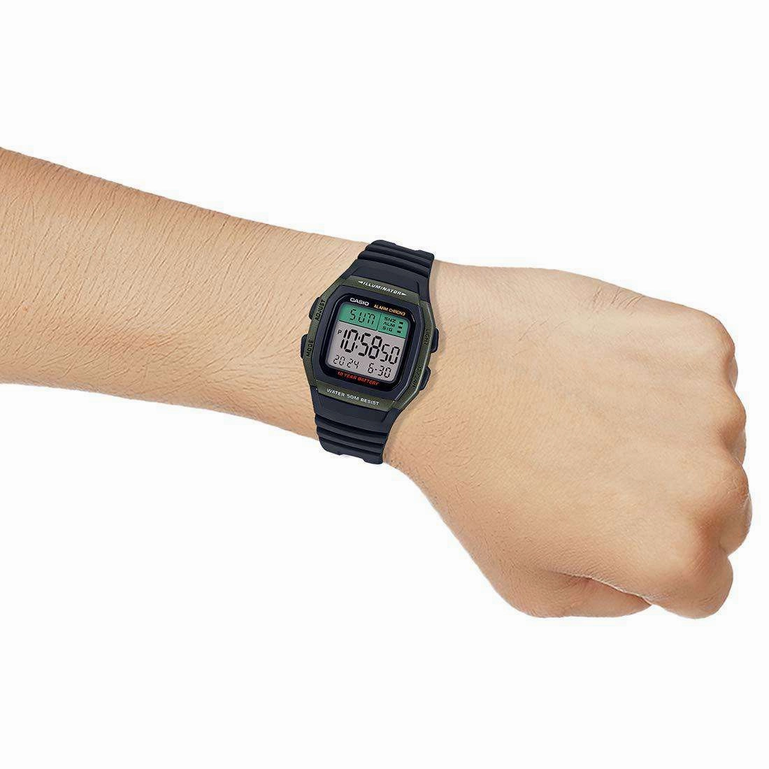 Casio W-96H-3AVDF Black Resin Watch for Men and Women