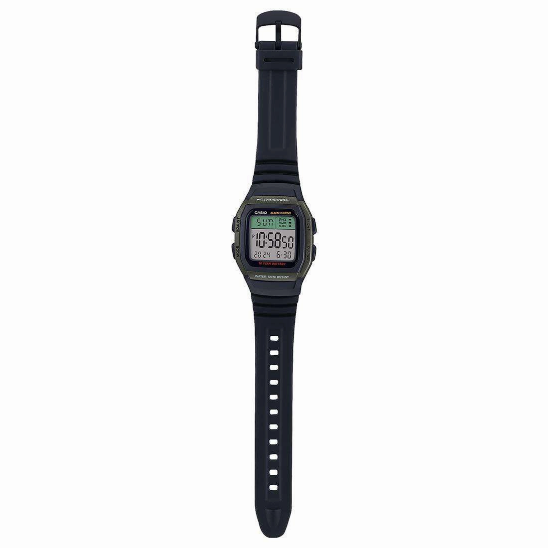 Casio W-96H-3AVDF Black Resin Watch for Men and Women