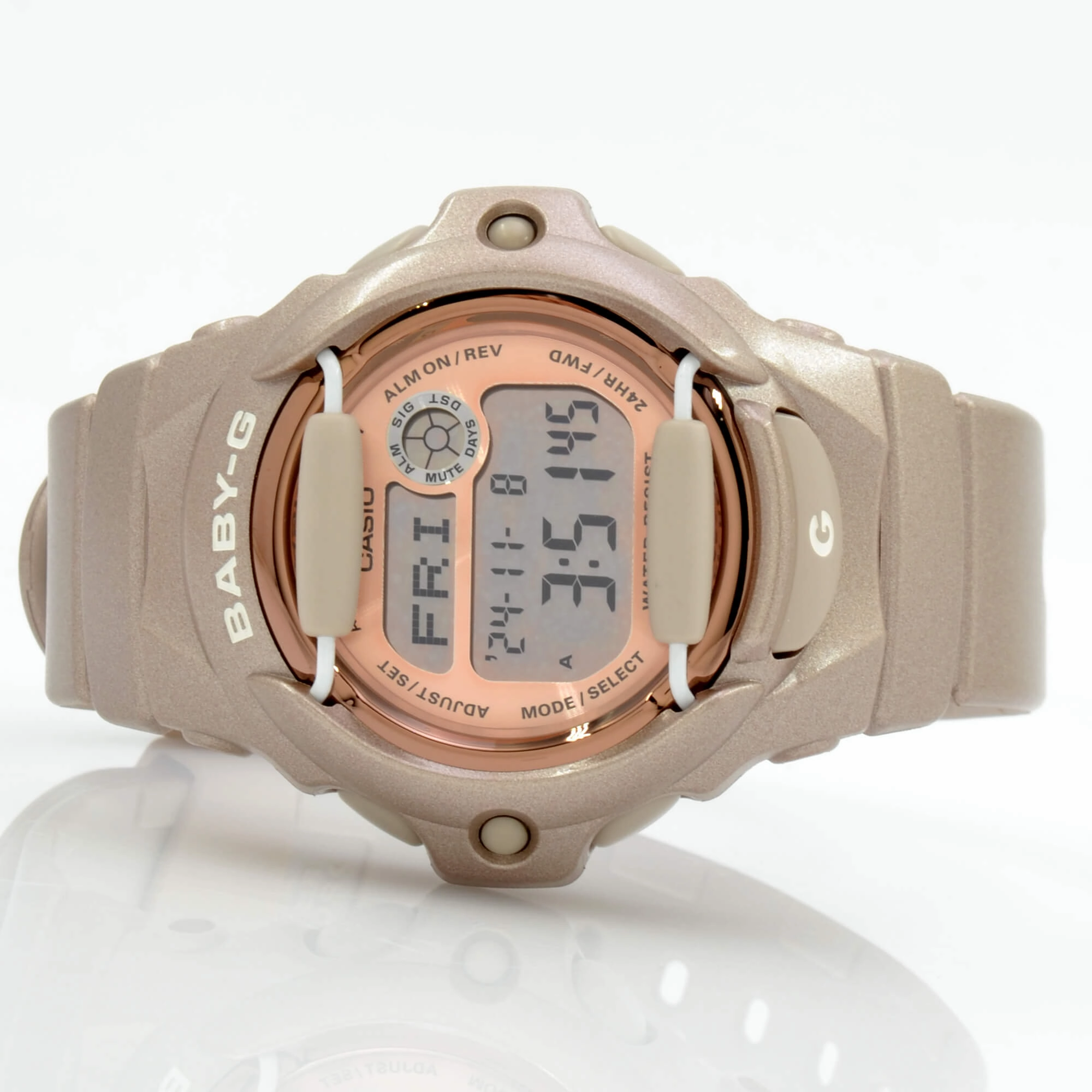 Casio Women's Alarm Quartz Baby-G Grey Dial Pink Resin Strap Digital Watch | BG169G-4