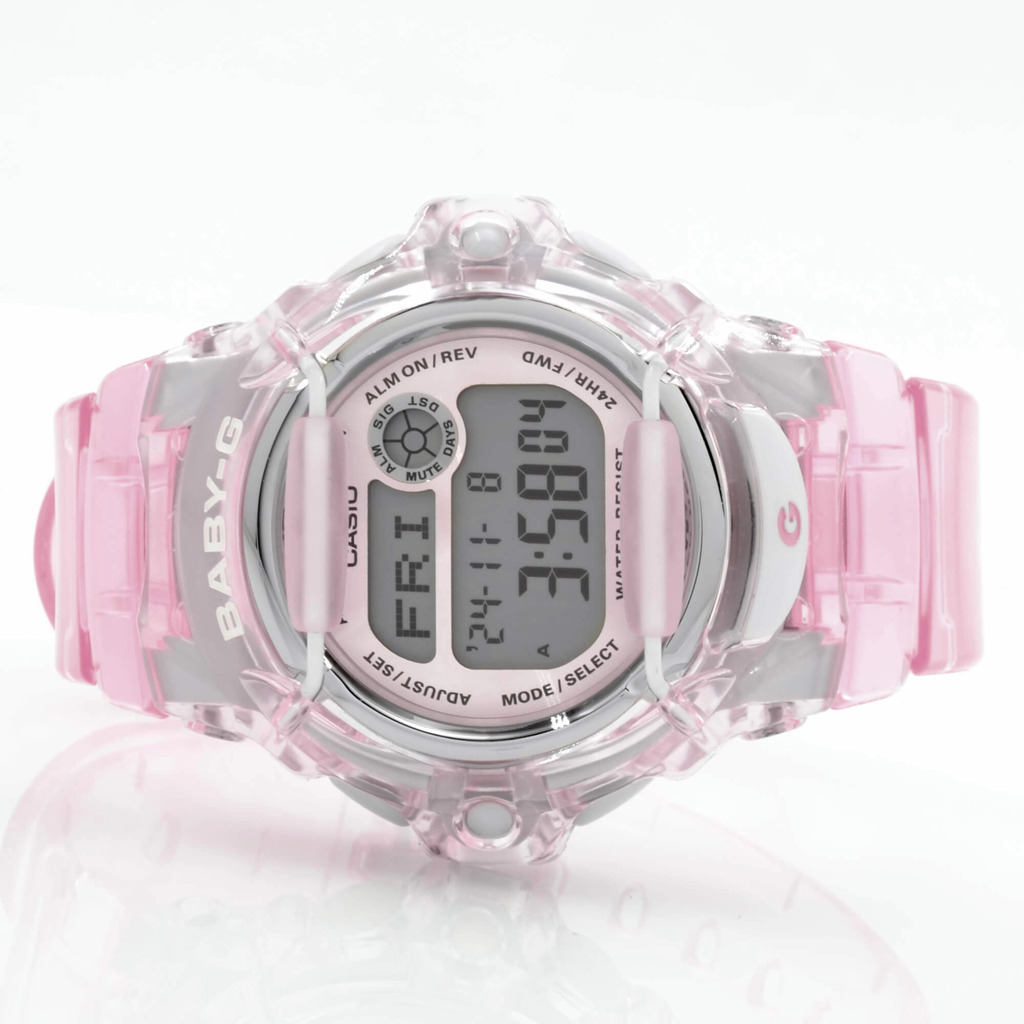 Casio Women's Alarm Watch - Baby-G Pink Transparent Strap Digital Dial | BG169R-4