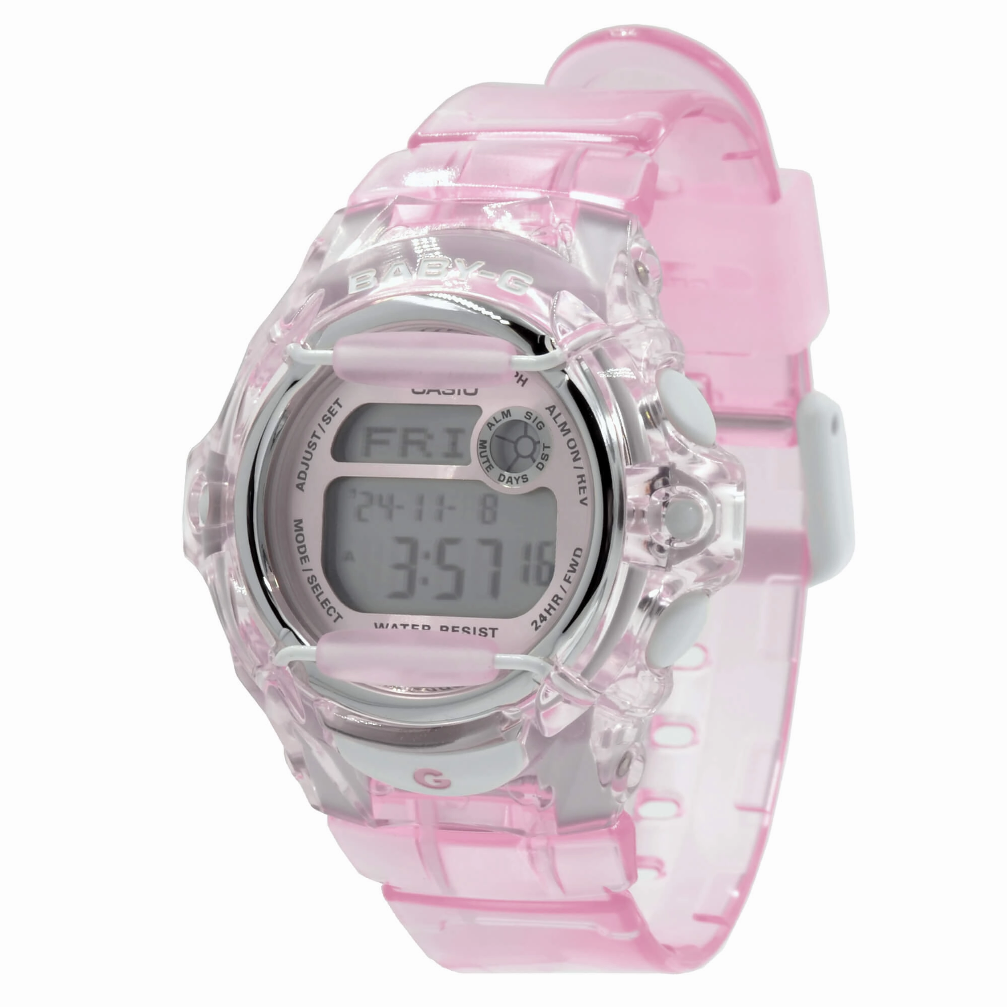Casio Women's Alarm Watch - Baby-G Pink Transparent Strap Digital Dial | BG169R-4