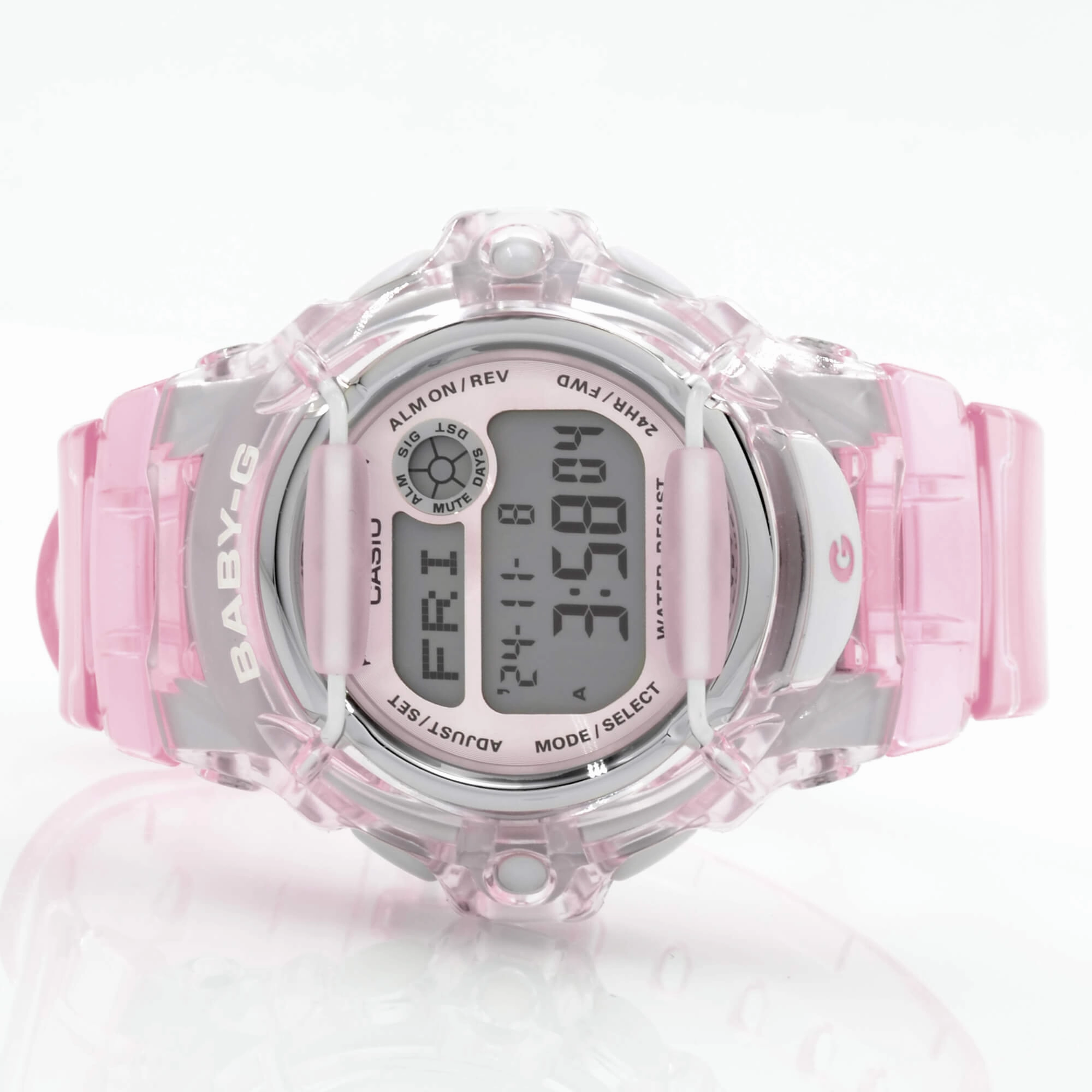 Casio Women's Alarm Watch - Baby-G Pink Transparent Strap Digital Dial | BG169R-4