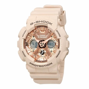 Casio Women's Ana-Digi Watch - G-Shock Rose Gold Dial Pink Resin | GMAS120MF-4A