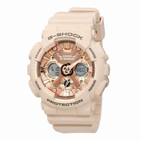 Casio Women's Ana-Digi Watch - G-Shock Rose Gold Dial Pink Resin | GMAS120MF-4A