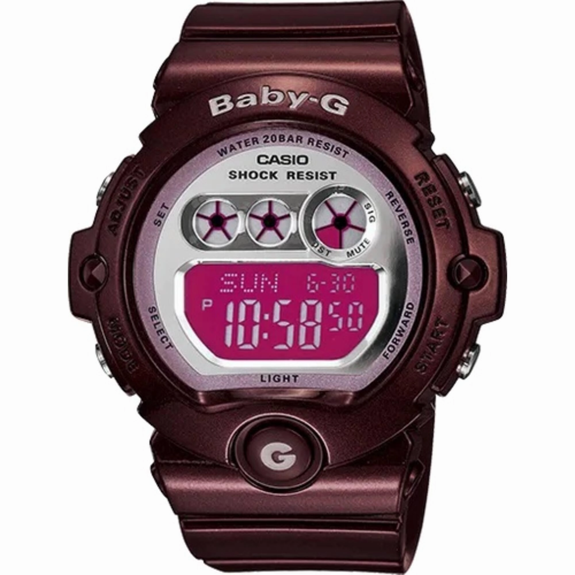 Casio Women's Watch - Baby-G Alarm Silver and Pink Dial Strap Digital | BG-6900-4