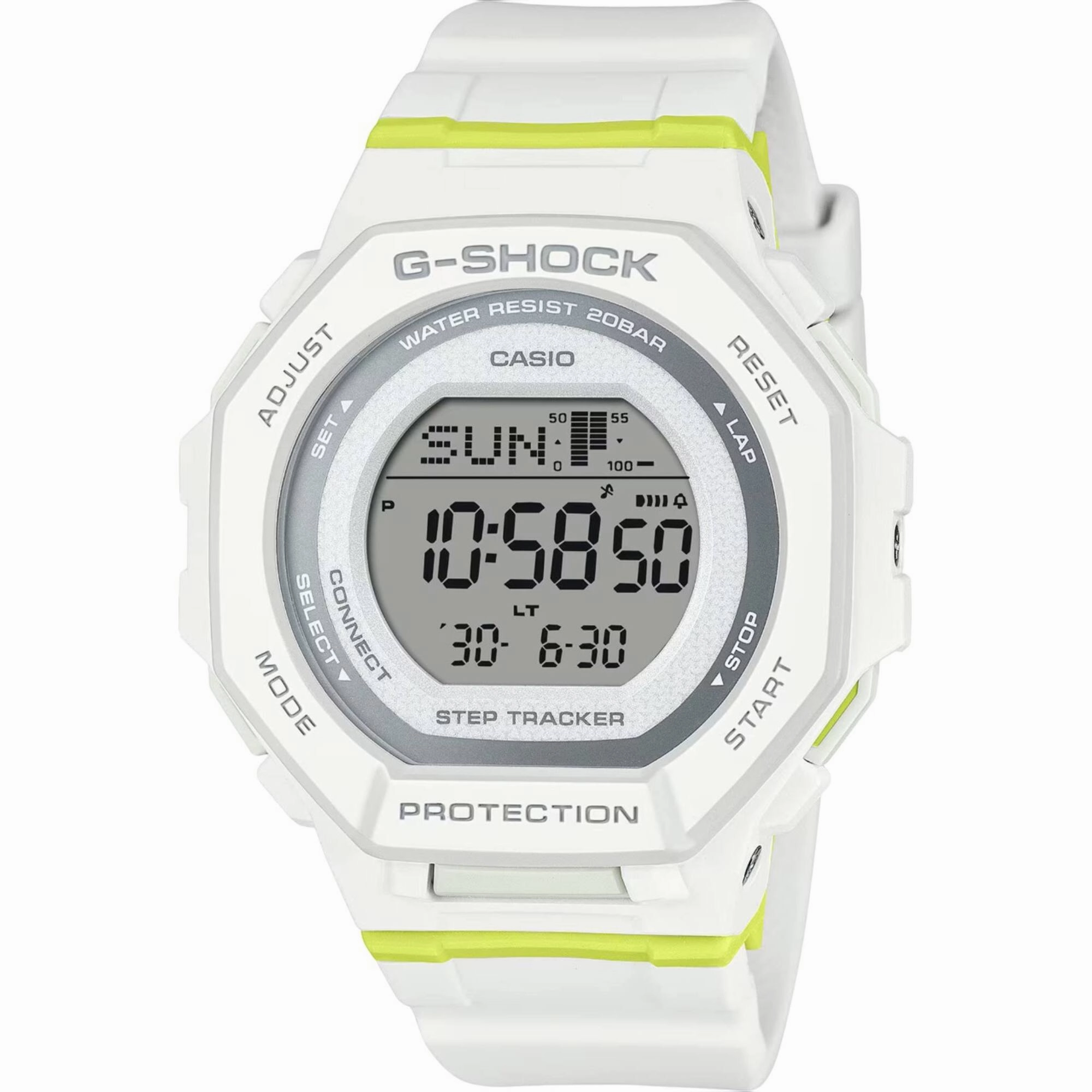Casio Women's Watch G-Shock White Resin Strap Grey Digital Dial GMD-B300SC-7CR
