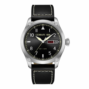 Cerruti 1881 Borgatello Gents Black Dial Black Leather Strap Watch