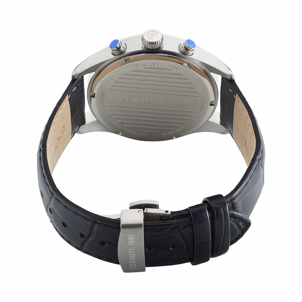 Cerruti 1881 Cavareno Men's Blue Dial Black Leather Strap Watch