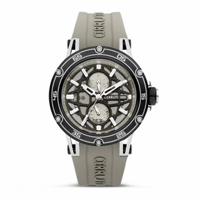 Cerruti 1881 Velletri Gents Brushed Smoked Transparent Dial Grey Silicon Strap Watch