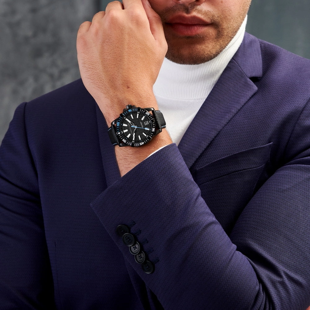 Cerruti Vallelaghi Gents Black Dial Black Case Silicone Strap Watch