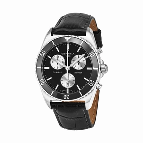 Certina Men's Chrono Watch - DS First Black Dial Leather Strap | C014.417.16.051.00