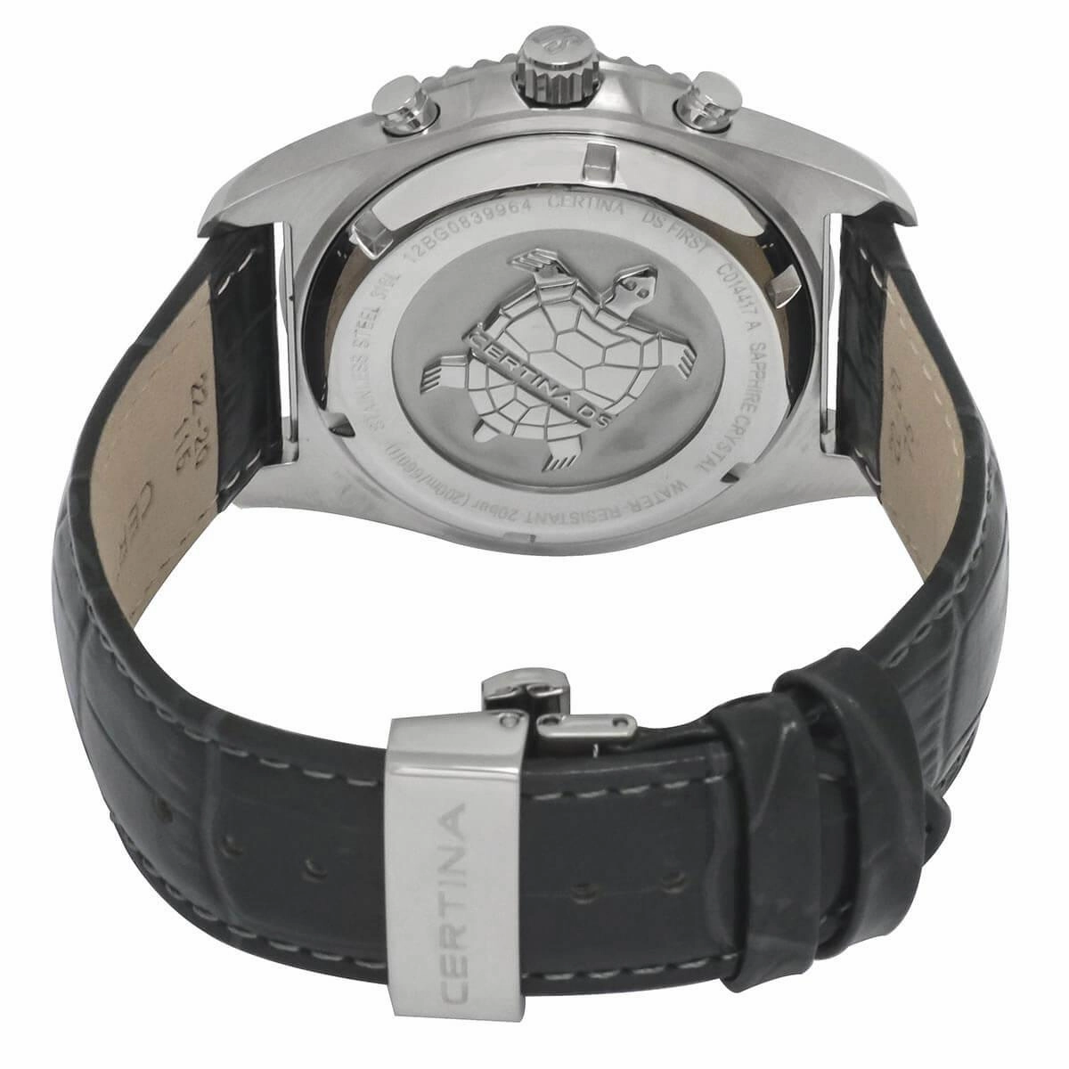 Certina Men's Chrono Watch - DS First Black Dial Leather Strap | C014.417.16.051.00