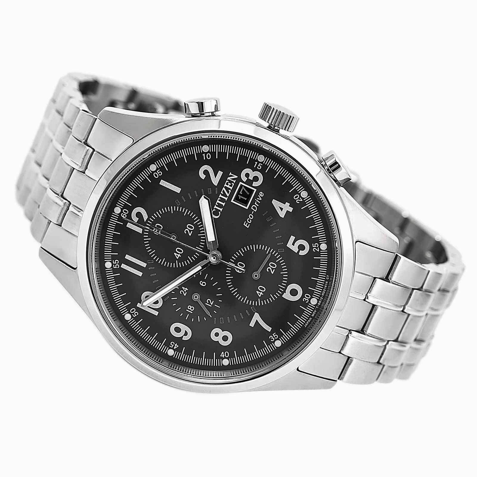 Citizen Men's Chronograph Watch - Chandler Eco-Drive Matte Grey Dial Steel Bracelet
