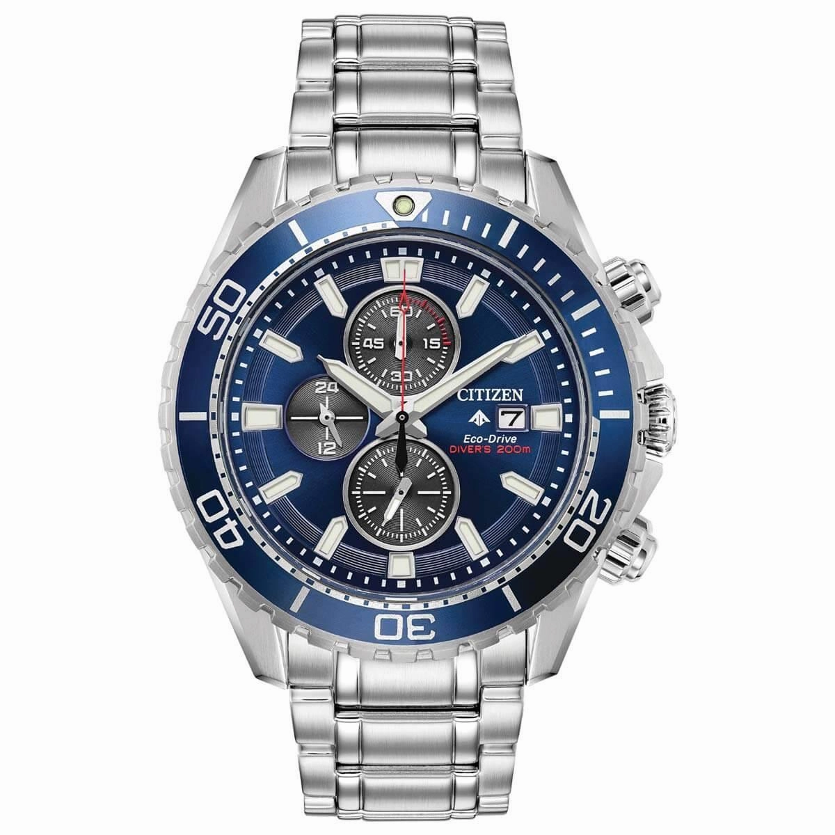 Citizen Men's Chronograph Watch - Professional Diver Blue Dial Bracelet | CA0710-58L