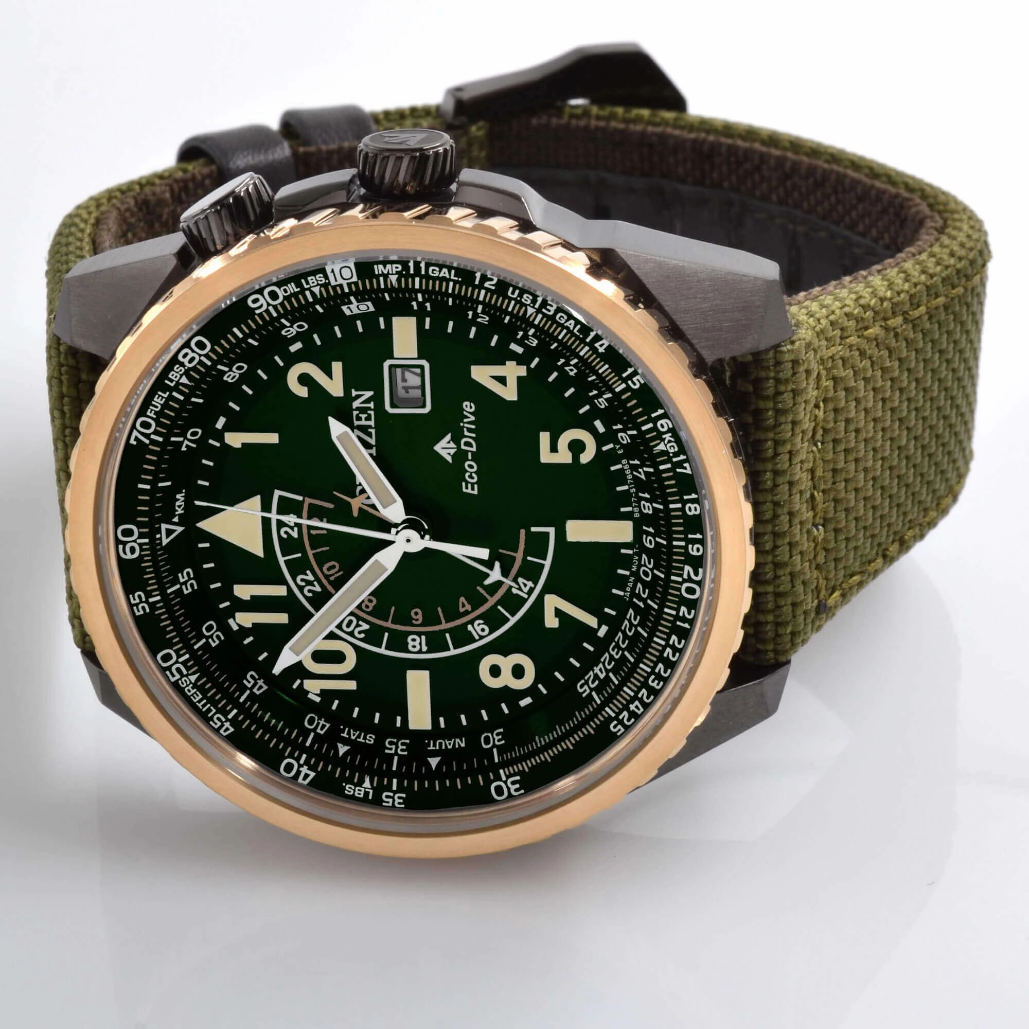 Citizen Men's Watch - Promaster Sky Eco-Drive Black Dial Green Strap | BJ7136-00E