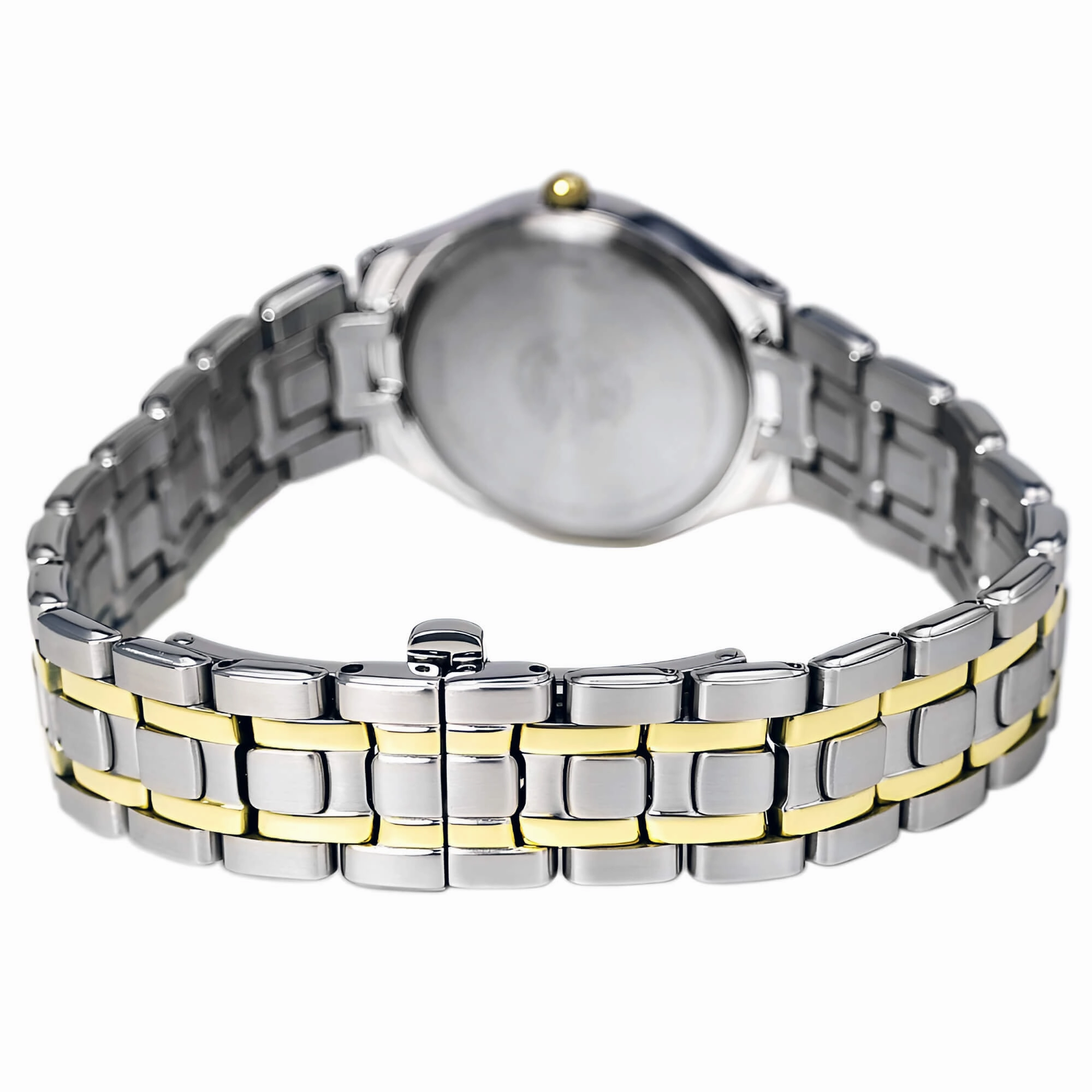 Citizen Women's Diamond Watch - Stiletto Eco Drive Two Tone Yellow Steel MOP Dial