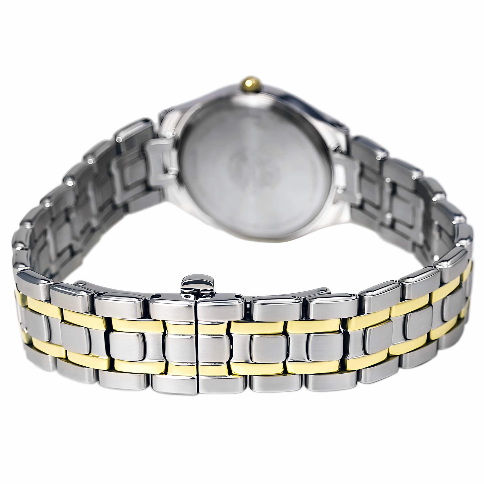 Citizen Women's Diamond Watch - Stiletto Eco Drive Two Tone Yellow Steel MOP Dial